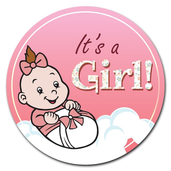 Corrugated Plastic Sign With Stakes 24in Circular-Its A Girl